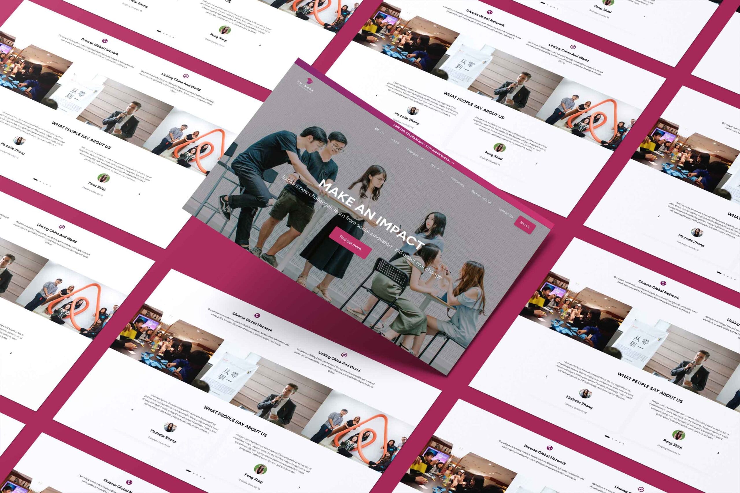 PIM Global website page designs