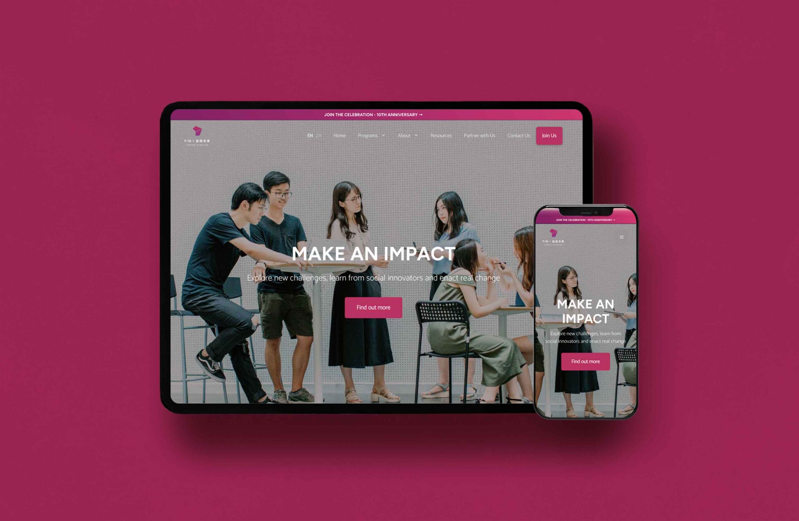 PIM Global website on tablet and mobile