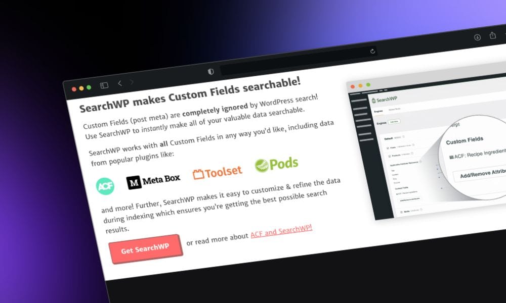 the screenshot of searchwp plugin