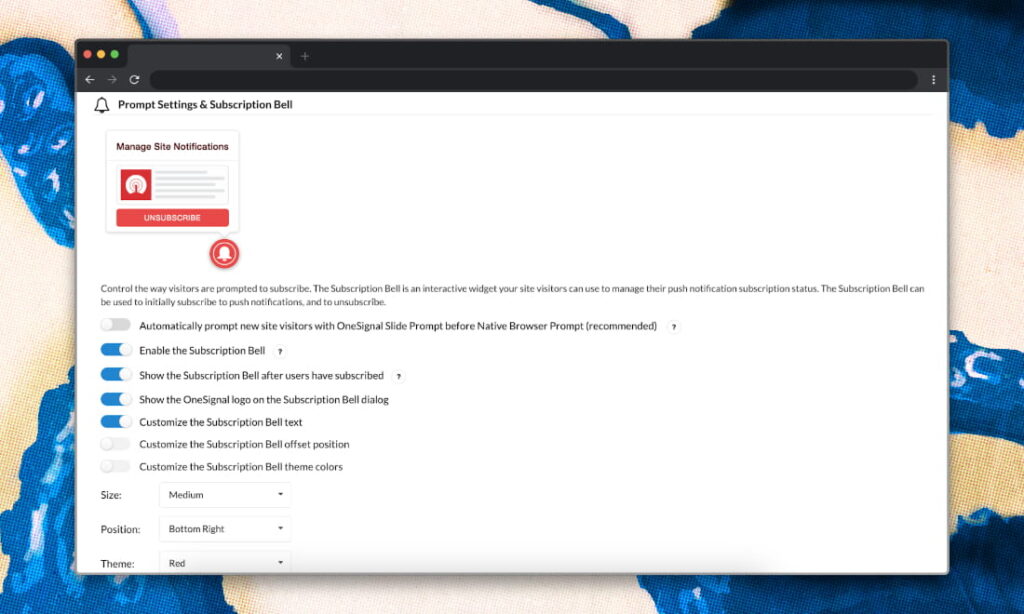 Prompt Settings & Subscription Bell of Onesignal