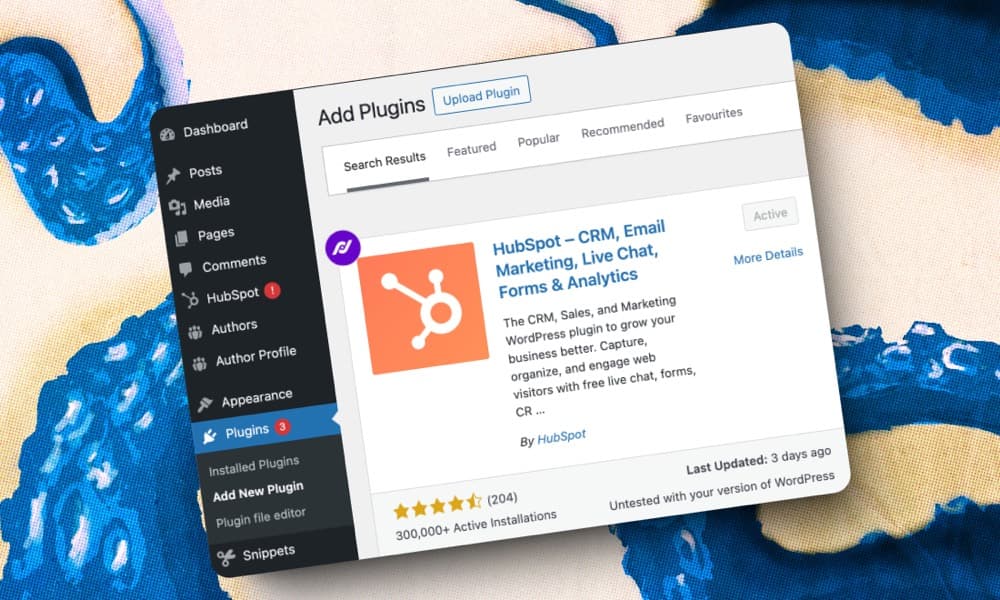 the screenshot of hubspot plugin in wordpress