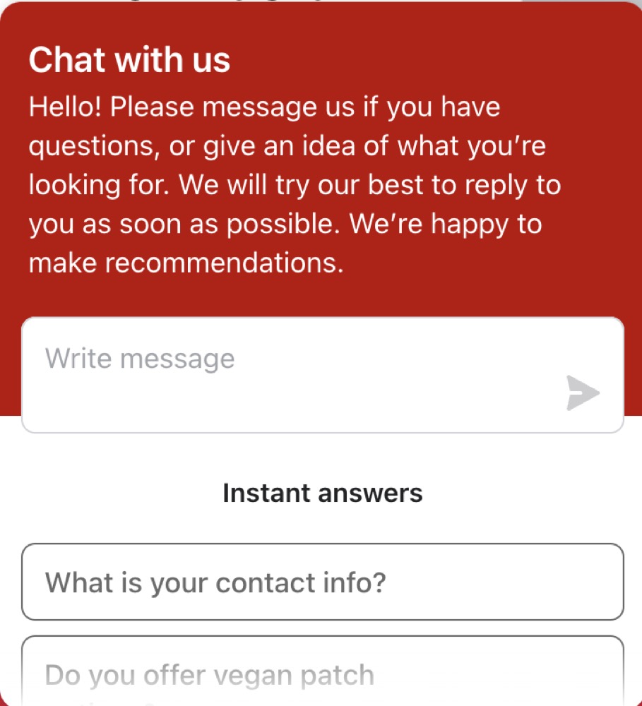 live chat support shopify example