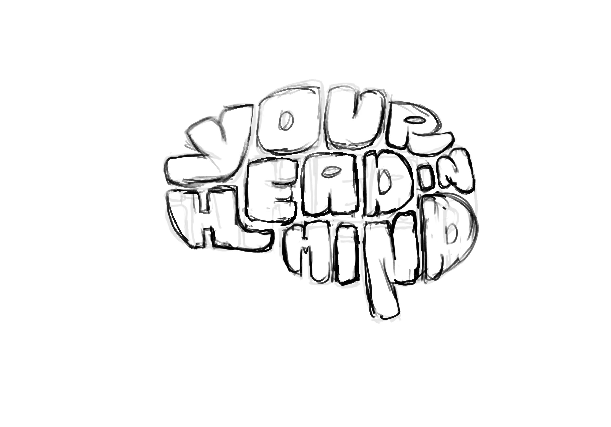 your head in mind sketch logo