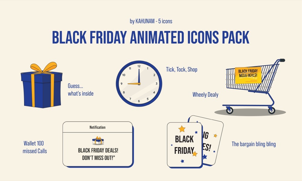 black friday animated icons pack