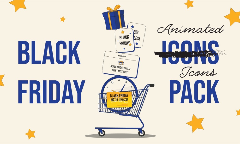 black friday animated icons pack for email marketing