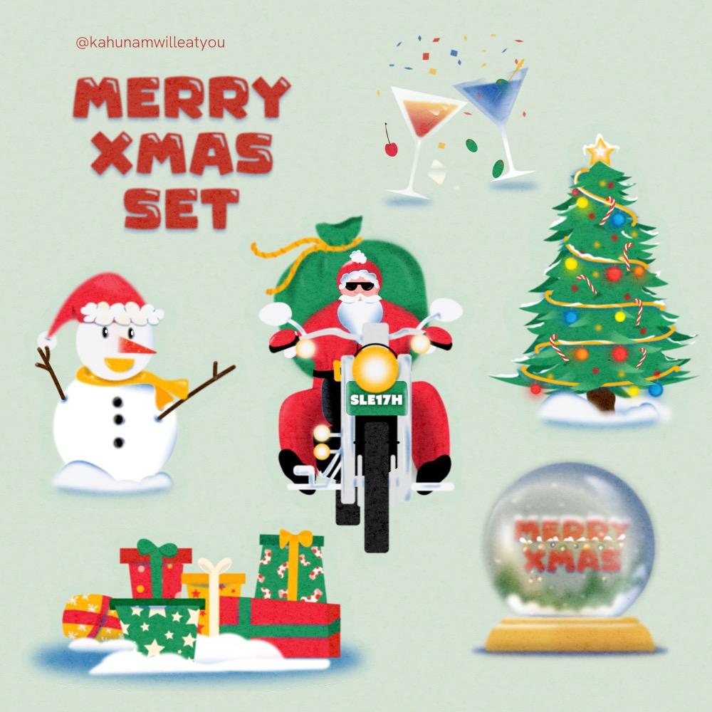 kahunam merry xmas sticker pack