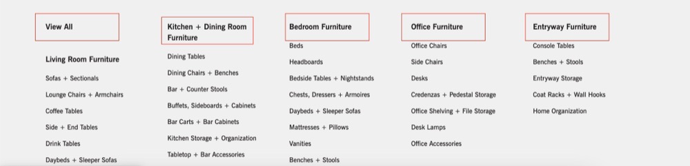 Visual hierarchy in navigation structure