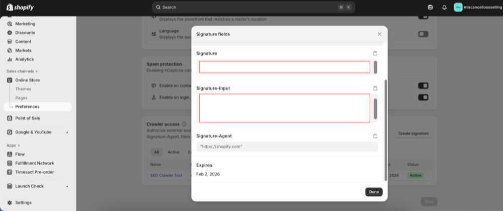 signature information
