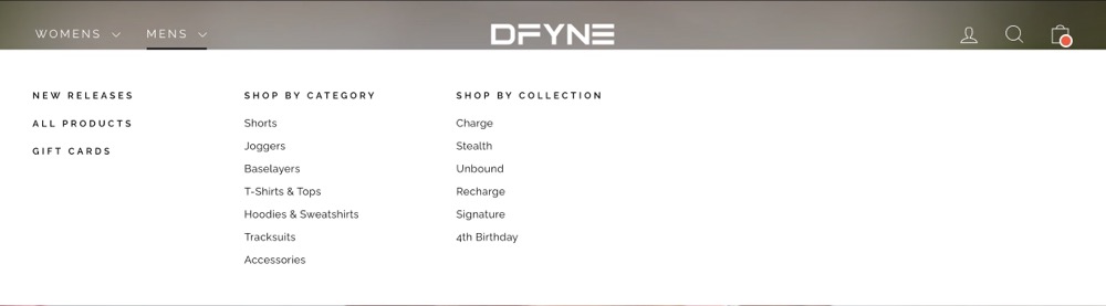 dfyne navigation menu