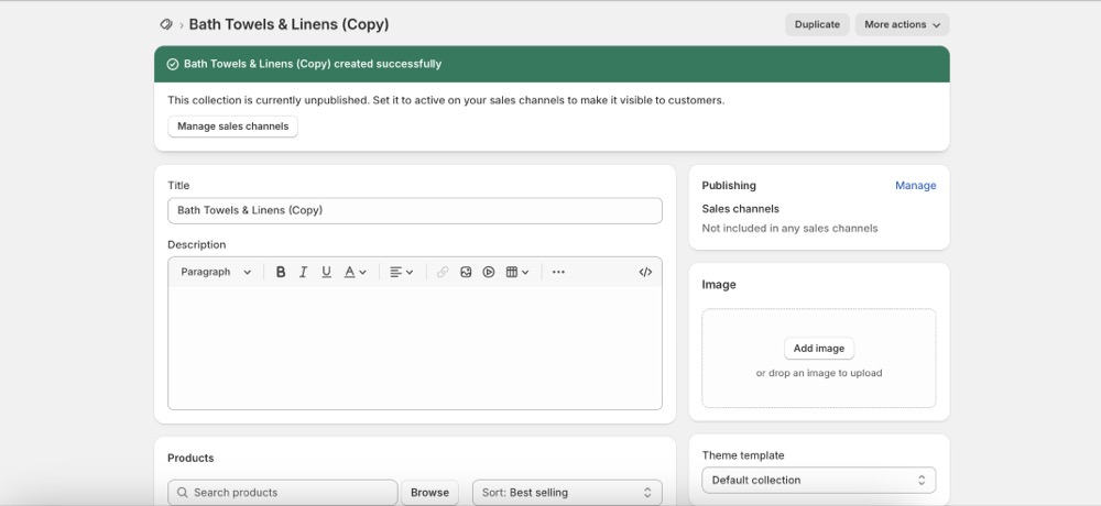shopify duplication collection