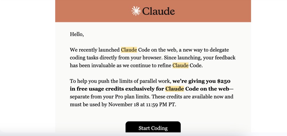 Screenshot claude code free promotion