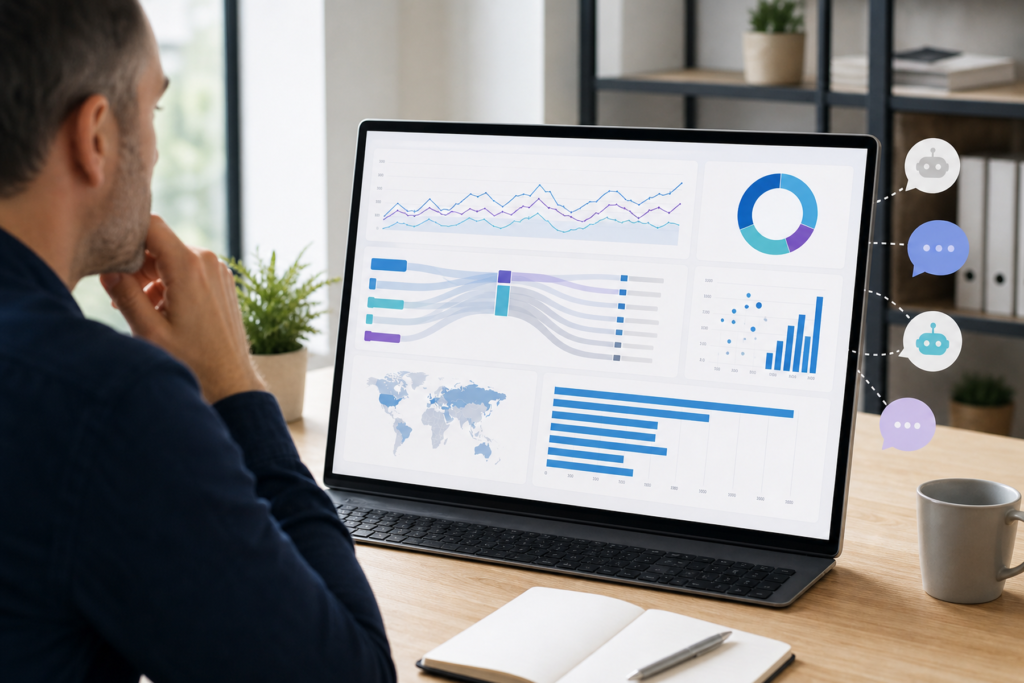 Analytics dashboard showing AI chatbot referral traffic sources in GA4