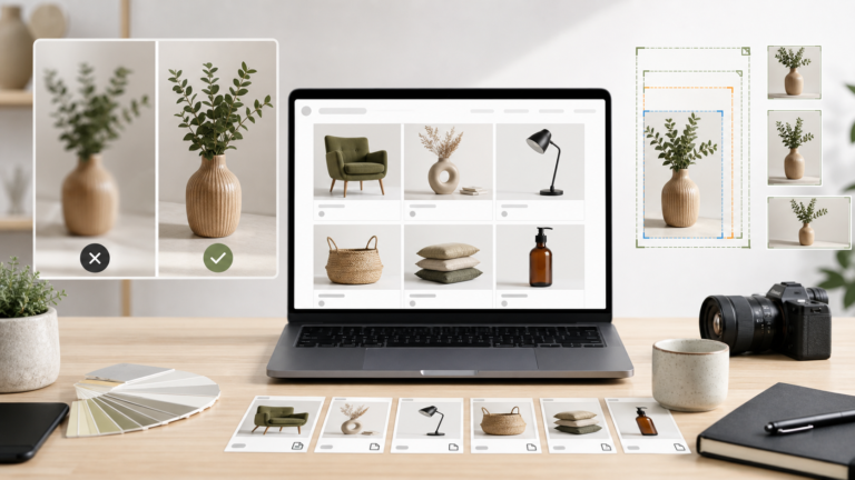 Illustration of a Shopify product grid image quality check