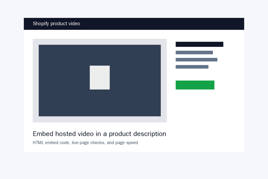 Illustration of a Shopify product page with an embedded product video